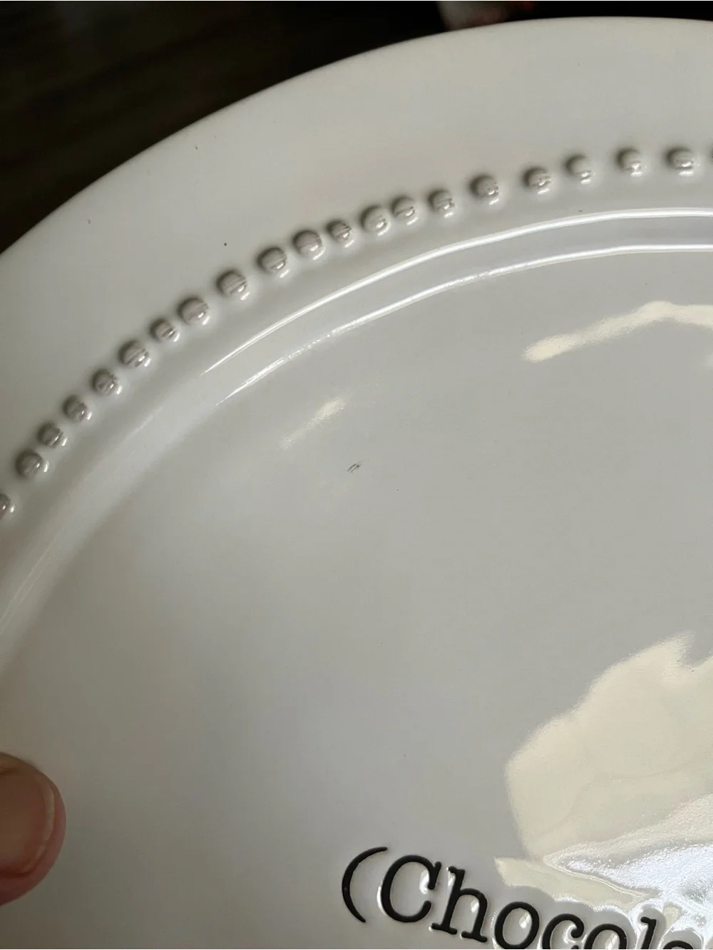 Mud Pie Cream Ceramic Plate with Subtle Distressed Rim